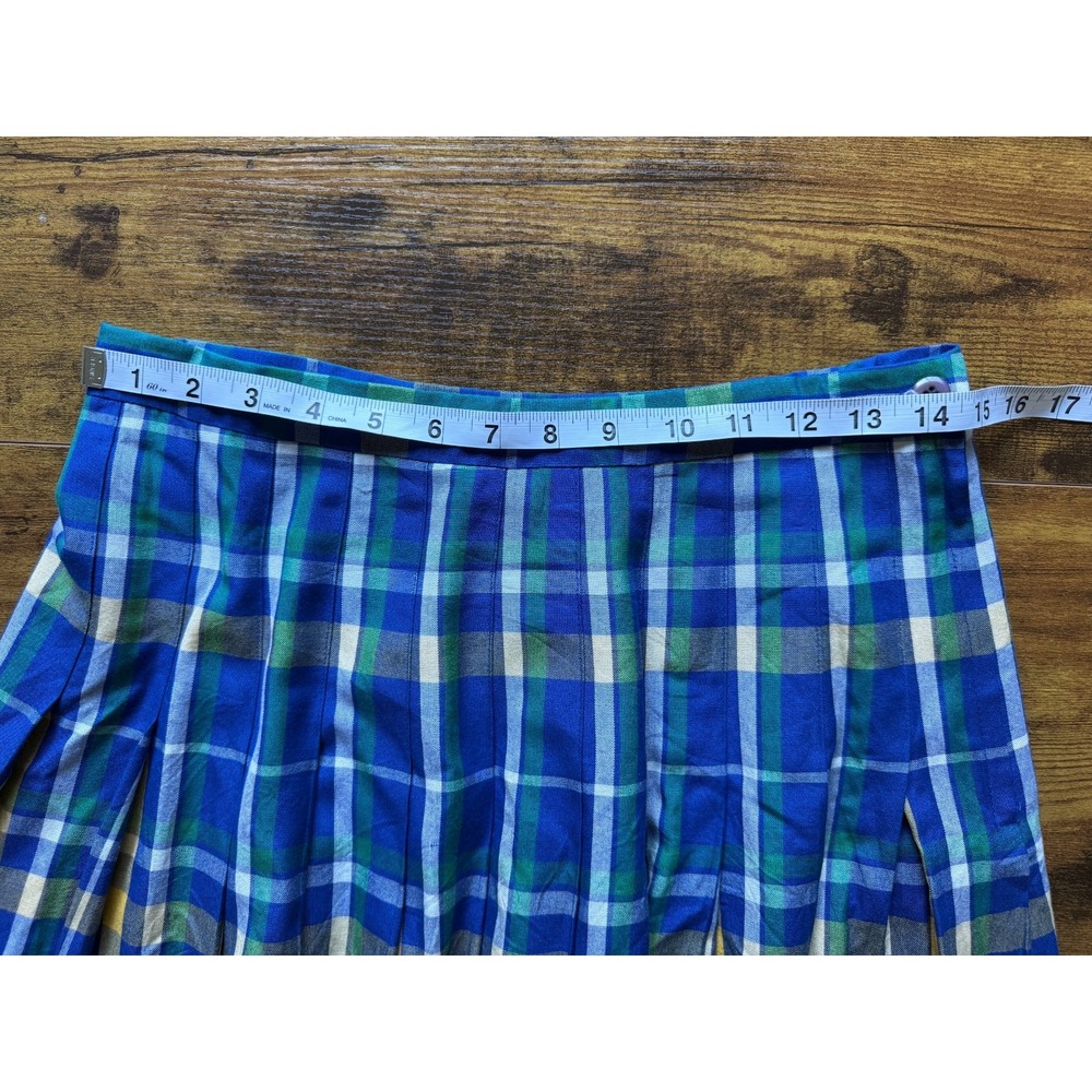 Pendleton Mini Skirt Womens 12 Blue Green Plaid Classic Pleated Skater‎ 90s Y2K - Picture 3 of 7